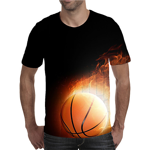 

Men's Daily Going out Street chic / Exaggerated T-shirt - Geometric / 3D / Graphic Pleated / Print Rainbow