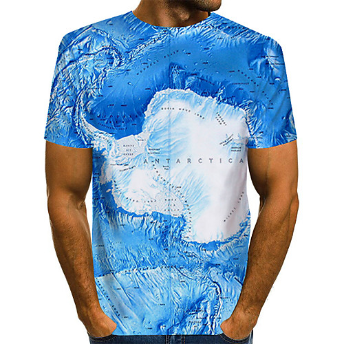 

Men's Daily Going out Basic / Street chic T-shirt - 3D / Graphic / Scenery Print Light Blue