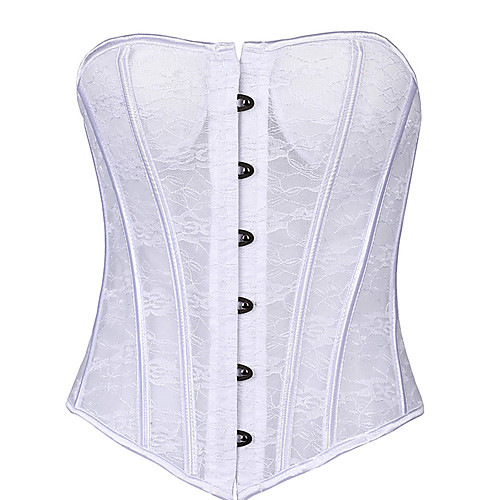

Women's Lace Up Corset Set - Solid Color / Lace / Fashion, Lace up / Buckle White Black S M L
