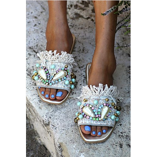 

Women's Sandals Flat Heel Open Toe Canvas / PU Summer White