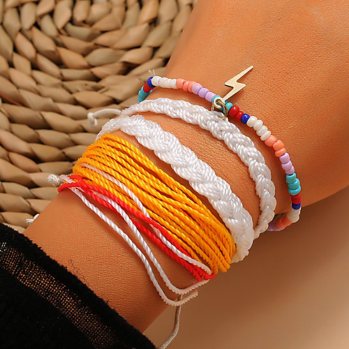 

5pcs Women's Bead Bracelet Wrap Bracelet Vintage Bracelet Braided Lucky Simple Classic Vintage Trendy Fashion Resin Bracelet Jewelry White For Gift Date Birthday Beach Festival / Pendant Bracelet