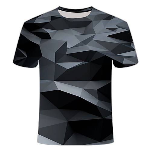 

Men's Daily Going out Basic T-shirt - Color Block / 3D / Abstract Print Dark Gray