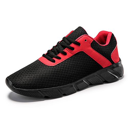 

Men's Mesh Fall / Spring & Summer Sporty / Casual Athletic Shoes Running Shoes / Walking Shoes Breathable Color Block Black / Red / White / Black