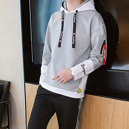 

Men's Hoodie Color Block Hooded Basic White Black Blue Red Light gray US32 / UK32 / EU40 US34 / UK34 / EU42 US36 / UK36 / EU44