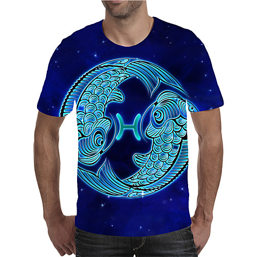 

Men's Daily Going out Street chic / Exaggerated T-shirt - Geometric / 3D / Graphic Pleated / Print Rainbow