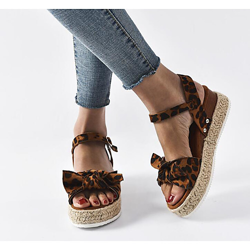 

Women's Sandals Chunky Heel Round Toe PU Summer Leopard / Brown / Black