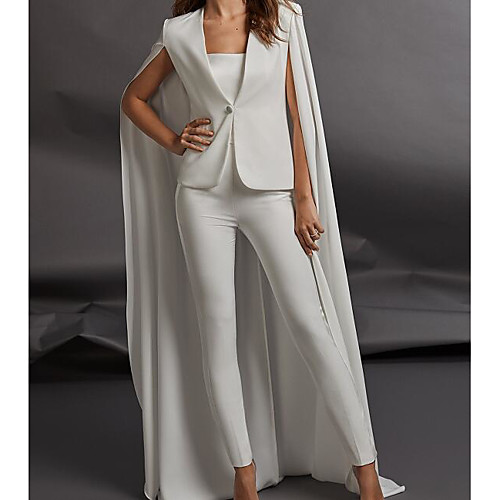 

Two Piece / Jumpsuits Strapless Floor Length Charmeuse Sleeveless Country Plus Size Wedding Dresses with Ruched 2020