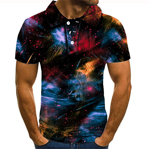 

Men's Daily Going out Street chic / Exaggerated Polo - Color Block / 3D / Graphic Rainbow