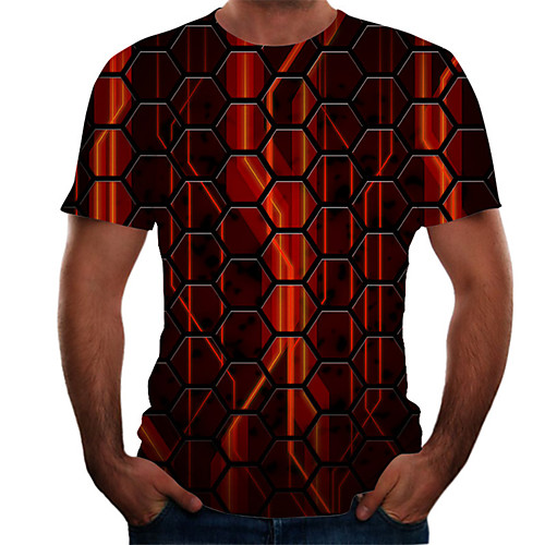 

Men's Daily Basic T-shirt - Color Block / 3D Print Red