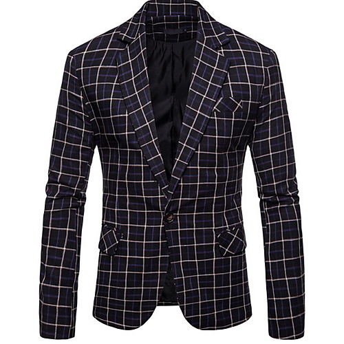 

Men's Blazer Notch Lapel Polyester Brown / Black / Gray
