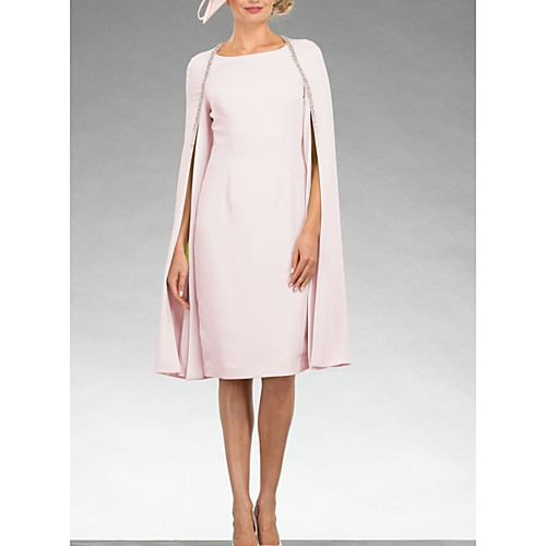 

Sheath / Column Jewel Neck Knee Length Chiffon 3/4 Length Sleeve Elegant Mother of the Bride Dress with Sequin Mother's Day 2020