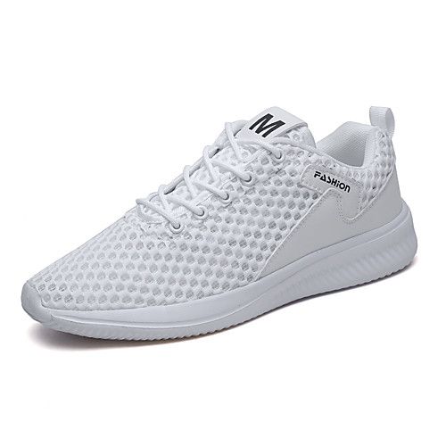

Men's Mesh / PU Spring & Summer Sporty Trainers / Athletic Shoes Running Shoes Non-slipping Black and White / White / Black
