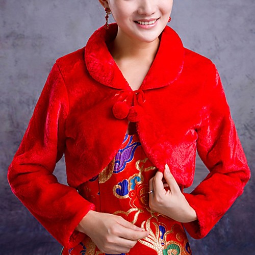 

Long Sleeve Capes Faux Fur Wedding Shawl & Wrap With Solid