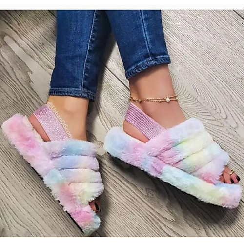 

Women's Slippers & Flip-Flops Flat Heel Open Toe Cotton Summer Fuchsia / Pink / Brown