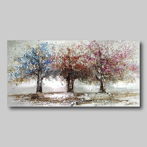 

Oil Painting Hand Painted - Abstract Comtemporary Modern Stretched Canvas Trees Purple
