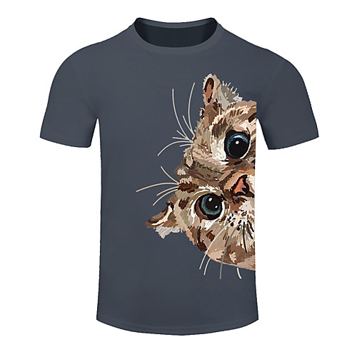 

Men's Women's Cotton Running T-Shirt Workout Shirt Round Neck Running Active Training Jogging Breathable Quick Dry Moisture Wicking Sportswear Cat Plus Size Tee / T-shirt Top Short Sleeve Activewear