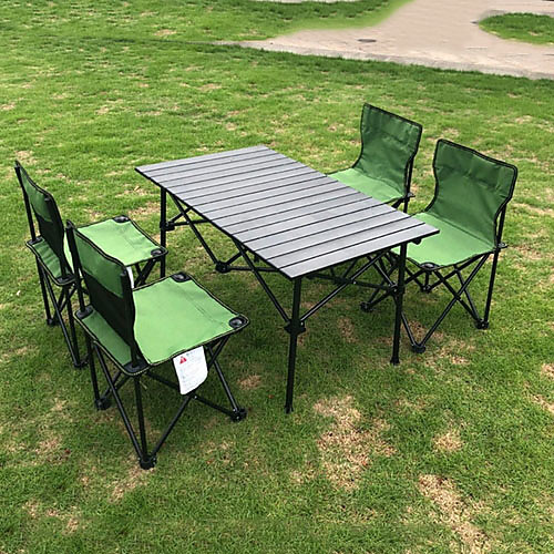

Outdoor Aluminum Alloy Folding Table And Chair Set Multi-person Folding Table And Chair Barbecue Camping Self-driving Equipment Set Of Chairs