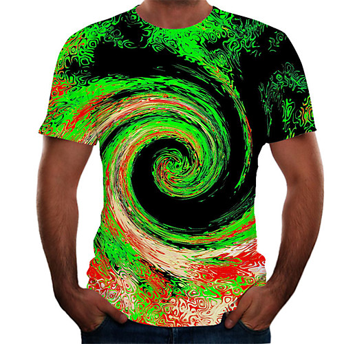 

Men's Daily Basic T-shirt - Color Block / 3D Print Green