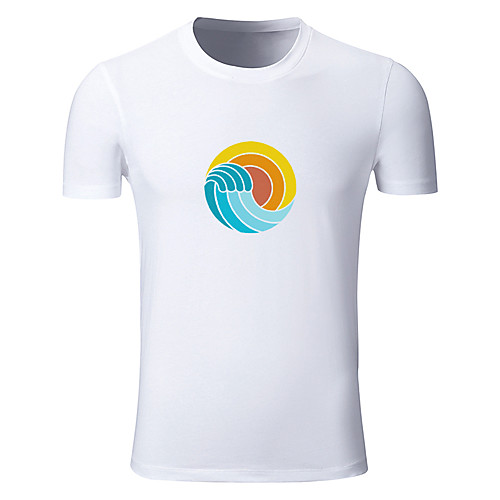 

Men's Daily Sports Business / Basic T-shirt - Rainbow Black & White, Print Yellow