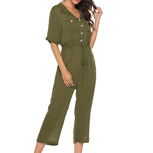 

Women's Army Green Jumpsuit Onesie, Solid Colored S M L