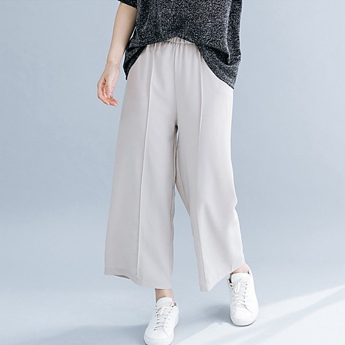 

Women's Basic Wide Leg Pants - Solid Colored Blue Beige One-Size