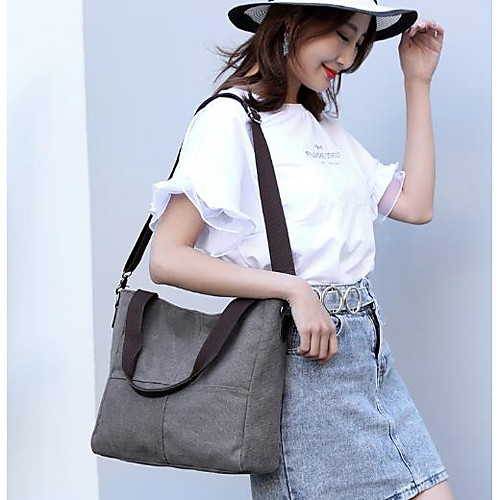 

Women's Canvas Top Handle Bag Solid Color Purple / Blue / Brown