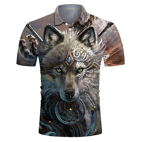 

Men's Club Weekend Rock / Exaggerated Polo - Color Block / 3D / Animal Print Light Brown
