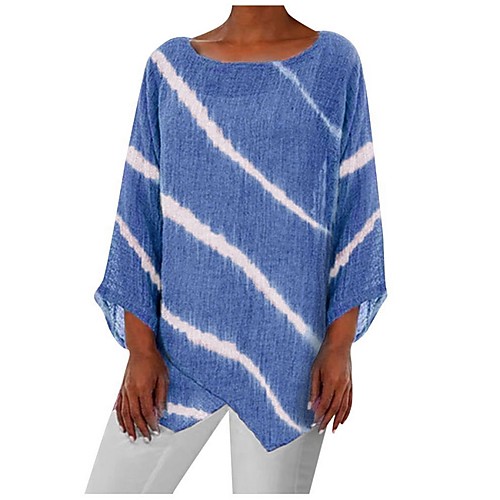 

Women's Daily T-shirt - Striped / Tie Dye Blushing Pink