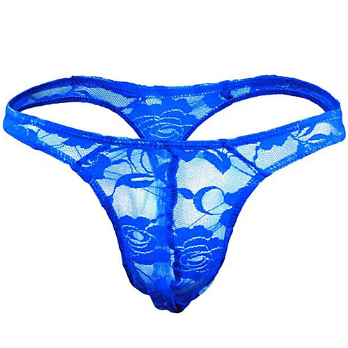 

Men's Lace G-string Underwear - Normal Low Waist Light Blue Purple Yellow One-Size