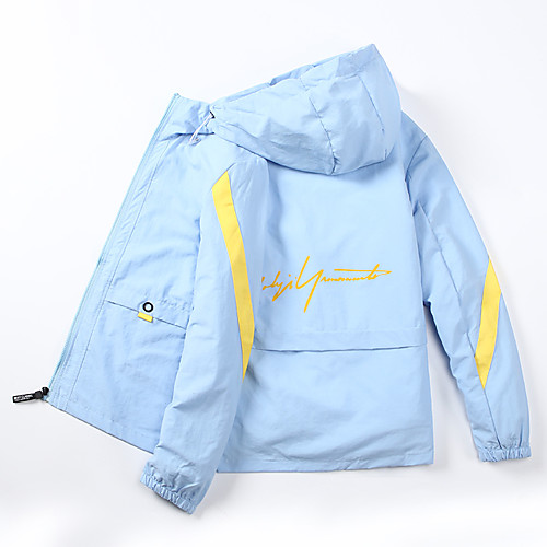 

Men's Holiday Basic Spring & Summer Regular Jacket, Solid Colored Hooded Long Sleeve Polyester / Spandex Red / Blue / White