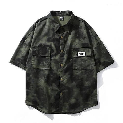 

Men's Daily Basic Shirt - Camo / Camouflage Black & White, Print White