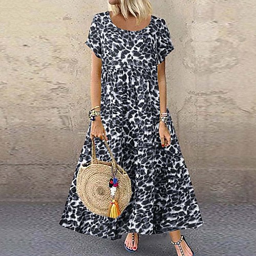 

Women's Yellow Gray Dress Shift Leopard S M