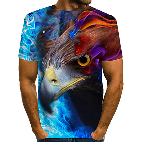 

Men's Daily Weekend Basic / Exaggerated T-shirt - Color Block / Rainbow / Abstract Print Rainbow