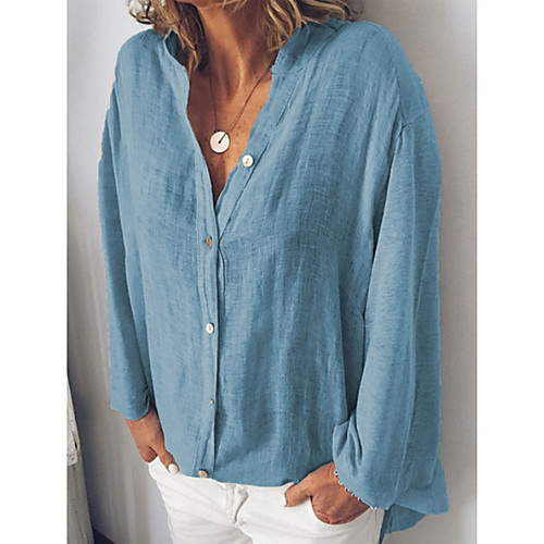 

Women's Solid Colored Shirt Daily Shirt Collar Black / Blue / Red / Green / Gray