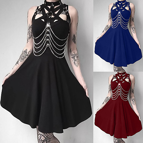 

Plague Doctor Retro Vintage Gothic Steampunk Summer Dress Masquerade Men's Costume Red / Blue / Black Vintage Cosplay Event / Party Sleeveless