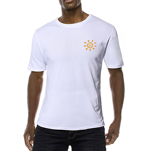 

Men's Daily Sports Business / Basic T-shirt - Solid Colored Black & White, Print Yellow