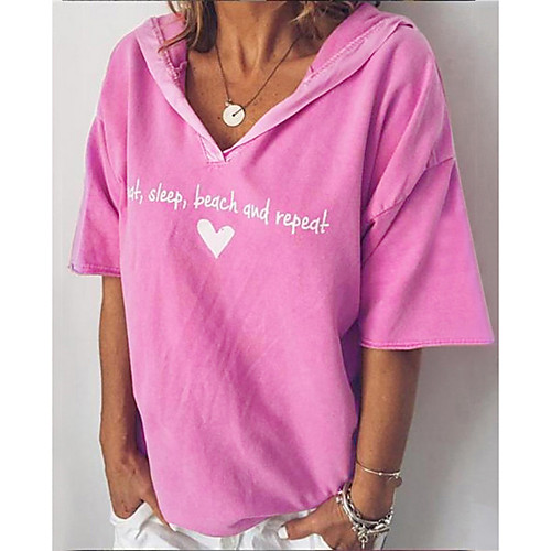 

Women's Plus Size Letter Print Blouse Daily Purple / Yellow / Fuchsia / Gray
