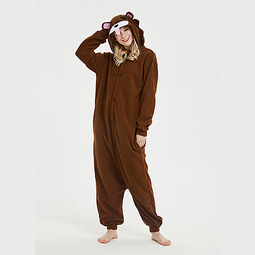 

Adults' Kigurumi Pajamas Bear Onesie Pajamas Flannelette Brown Cosplay For Men and Women Animal Sleepwear Cartoon Festival / Holiday Costumes