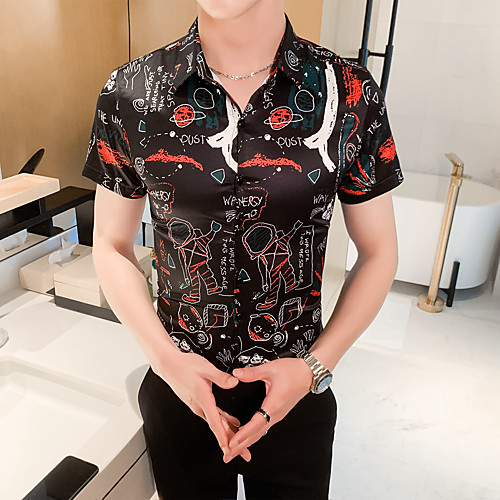 

Men's Going out Weekend Elegant / Rock Shirt - Geometric Black