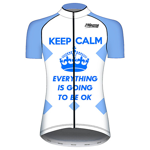 

21Grams Women's Short Sleeve Cycling Jersey Blue / White Plaid / Checkered Novelty Crown Bike Jersey Top Mountain Bike MTB Road Bike Cycling UV Resistant Breathable Quick Dry Sports Clothing Apparel
