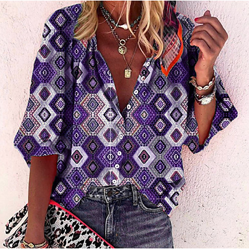 

Women's Daily Shirt - Geometric Purple
