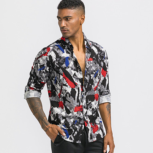 

Men's Daily Beach Basic / Tropical Shirt - Color Block / 3D / Tie Dye Print Rainbow