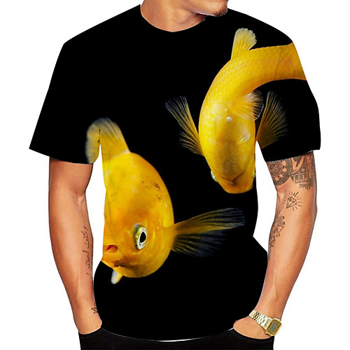 

Men's Daily Going out Basic T-shirt - 3D / Animal Print Black