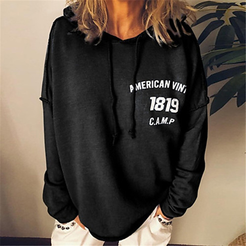 

Women's Basic Loose Hoodie - Print / Solid Colored / Letter Purple S