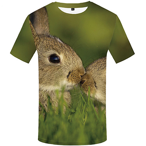 

Men's Daily Sports Basic / Street chic T-shirt - 3D / Graphic / Animal Print Green