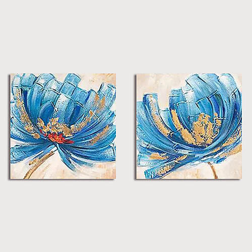 

Hand Painted Canvas Oilpainting Abstract Flowers Set of 2 Home Decoration with Frame Painting Ready to Hang