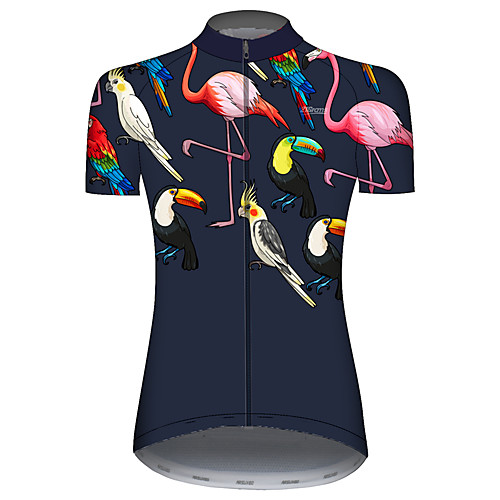 

21Grams Women's Short Sleeve Cycling Jersey BluePink Flamingo Bike Jersey Top Mountain Bike MTB Road Bike Cycling UV Resistant Breathable Quick Dry Sports Clothing Apparel / Stretchy