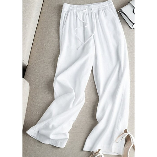 

Women's Basic Wide Leg / Chinos Pants - Solid Colored Blue White Black S M L