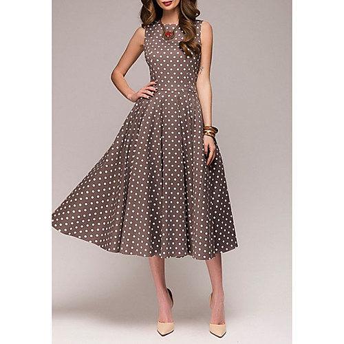 

Women's Plus Size Red Green Dress A Line Polka Dot S M