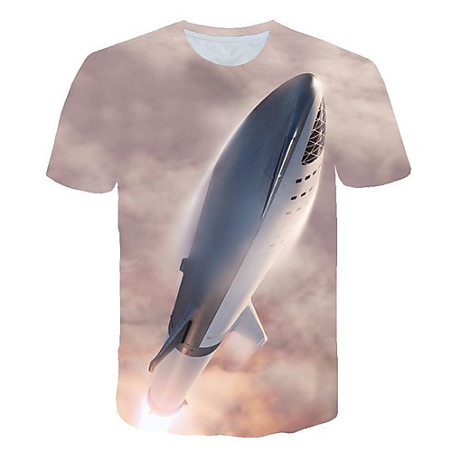 

Men's Daily Going out Basic / Street chic T-shirt - Geometric Print Khaki